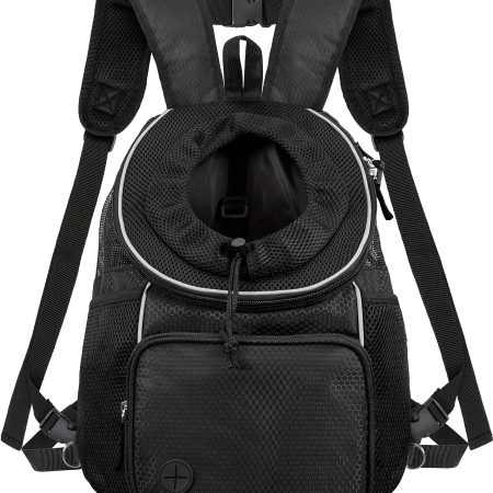 Adjustable Cat & Dog Chest Carrier Backpack - Ventilated Mesh Design, Ergonomic Straps, Secure Buckle Closure, Lightweight for Hiking & Camping, Purple, Pet Carrier Backpack, Secure Pet Accessory, Comfortable Pet Carrier, Mesh Visibility Panel