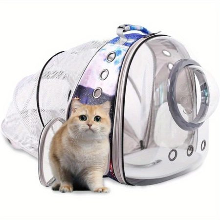Galaxy Blue Cat Bubble BackpackBack Expandable cat Backpack with Clear Window Space Capsule Cat Carrier for Kitten Bunny Small Puppy Vet and Outdoor Adventure Galaxy Blue