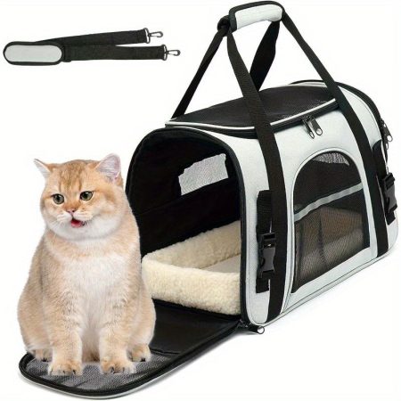 Soft Cat Backpack Carrier Airline Approved Pet Carrier Expandable Cat Backpack Breathable Mesh Cat Travel Bag Lightweight Vet Visit Carrier for Car Seat 17 x 10 x 11 inches BlackGrey